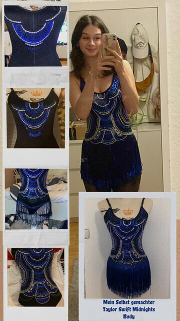 "Als klar war das sie auf Tour ging und ich dann ihre tollen Outfits gesehen habe war klar, so eins muss ich auf der eras Tour tragen. Also habe ich mir das Outfit innerhalb von 3 Monaten selber gebastelt", schreibt Cristina Maria Heine Fernandez. | Foto: privat