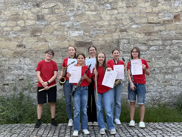 Stolze JMLA-Absolventen des MVB & MVF
v.l.n.r. Celine Hoffmann (MVF, JMLA Bronze), Sophie Schnauffer (MVF, JMLA Bronze), Belen Carrero (MVF, JMLA Bronze), Lisa Östreicher (MVB, JMLA Silber), Helena Knopp (MVB, JMLA Bronze), Feline Lindörfer (MVB, JMLA Bronze), Anna Kehrer (MVB, JMLA Bronze)
Fotograf: Sina Tagscherer