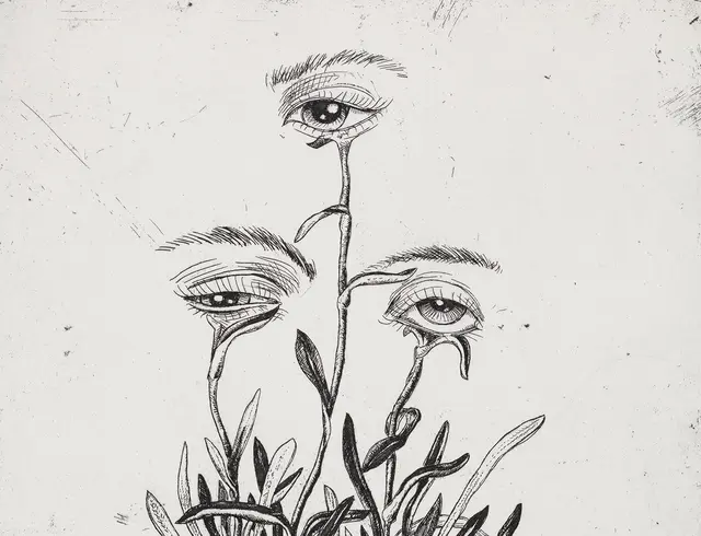 Radierung auf Bütten (Ausschnitt), 29 × 20,5 cm, 2024 | Foto: Roland Baege