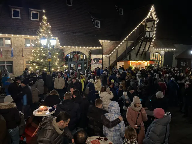 Beim Weihnachtsmarkt in Oberderdingen drängen sich die Besucher oft dicht im festlich beleuchteten Amthof. | Foto: Claudia Pospieszczyk