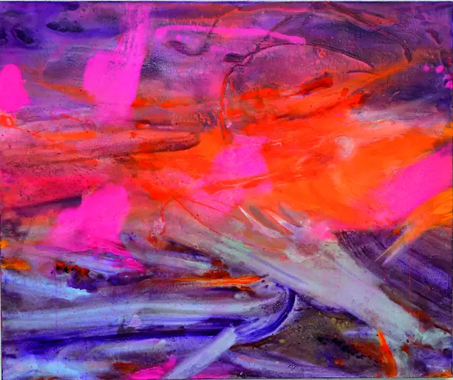 Abstrakt auf meist großer Leinwand – die Bilderwelt von Petra Lemmerz. Serie „Daphne“, Pigment, Acryl auf Leinwand, 100 x 120 cm | Foto: Petra Lemmerz
